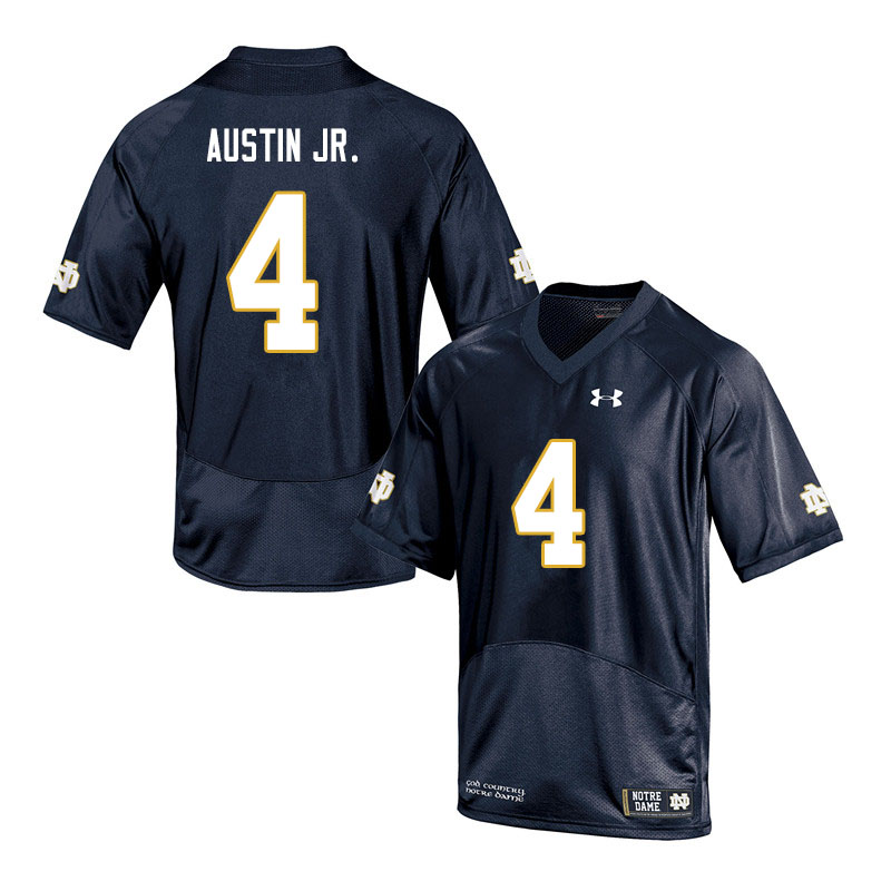 Men #4 Kevin Austin Jr. Notre Dame Fighting Irish College Football Jerseys Sale-Navy